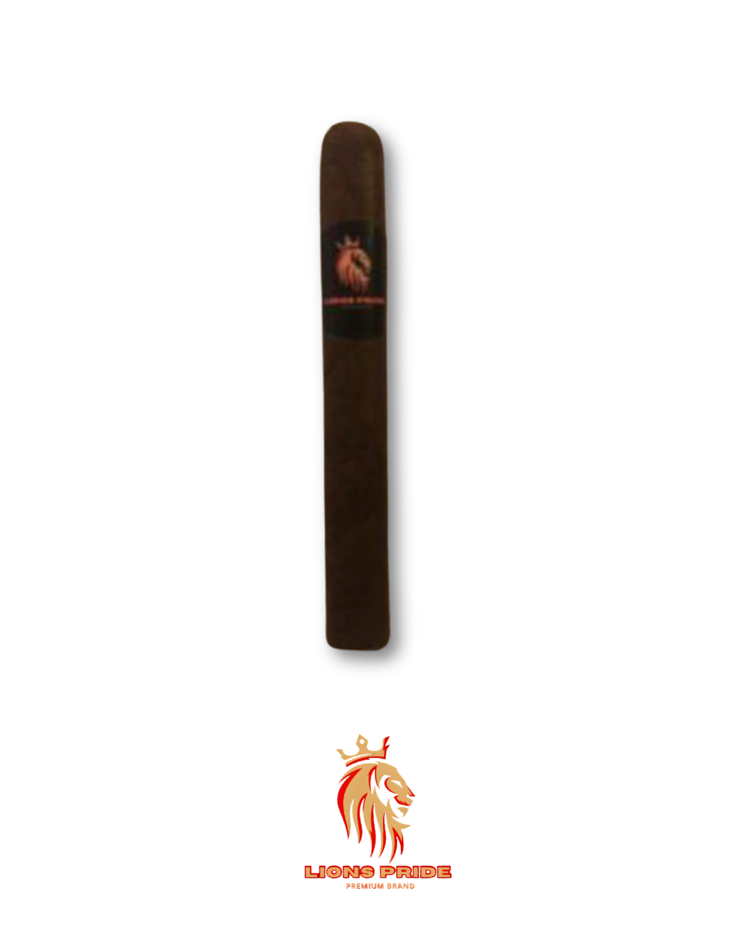 Dark wrapper Lions Pride cigar photographed on white